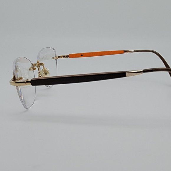 Gold & Wood Ta0v24 Mercure Rimless Eyeglasses Frame Luxembourg 49-17-130 - Picture 3 of 13